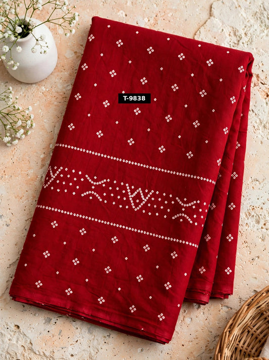 Wholesale T-9838 Bandhani Print On Muslin Fabric - MUSLIN | The Wardrobe Fabrics