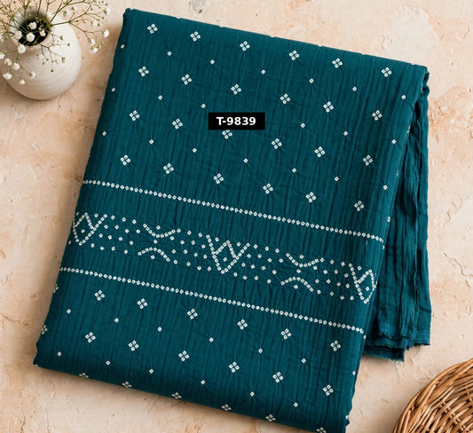 Wholesale T-9839 Bandhani Print On Muslin Fabric - MUSLIN | The Wardrobe Fabrics