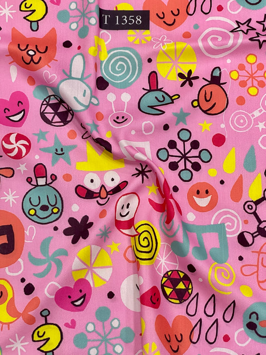 Kids Cartoon Print on Muslin