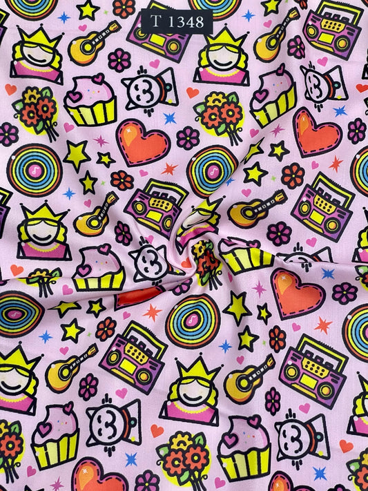 Kids Cartoon Print on Muslin