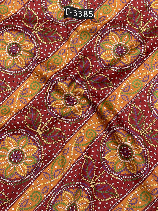 Bandhani Print On Tussar Silk