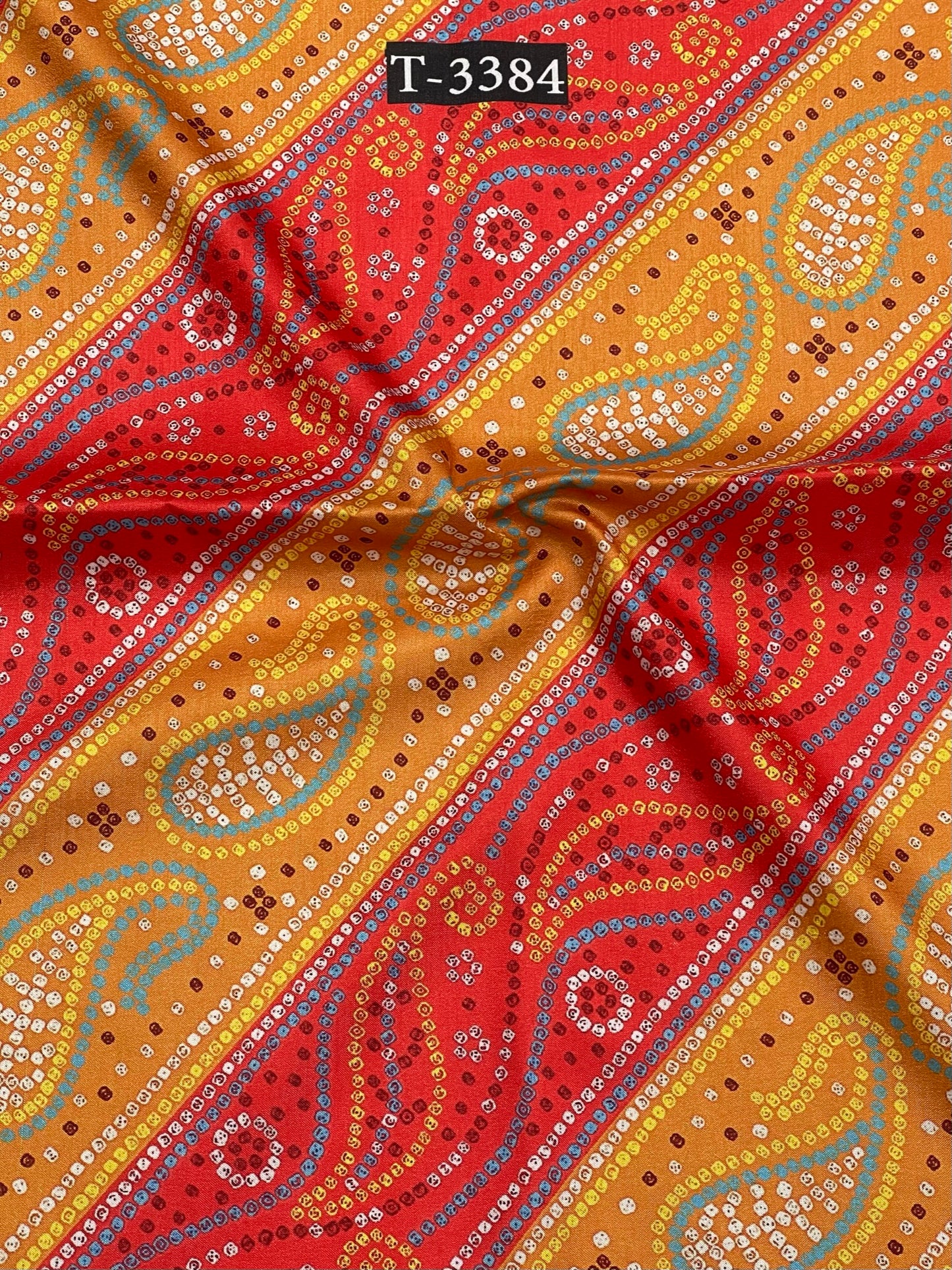 Bandhani Print On Tussar Silk