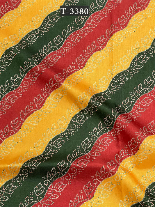 Bandhani Print On Tussar Silk