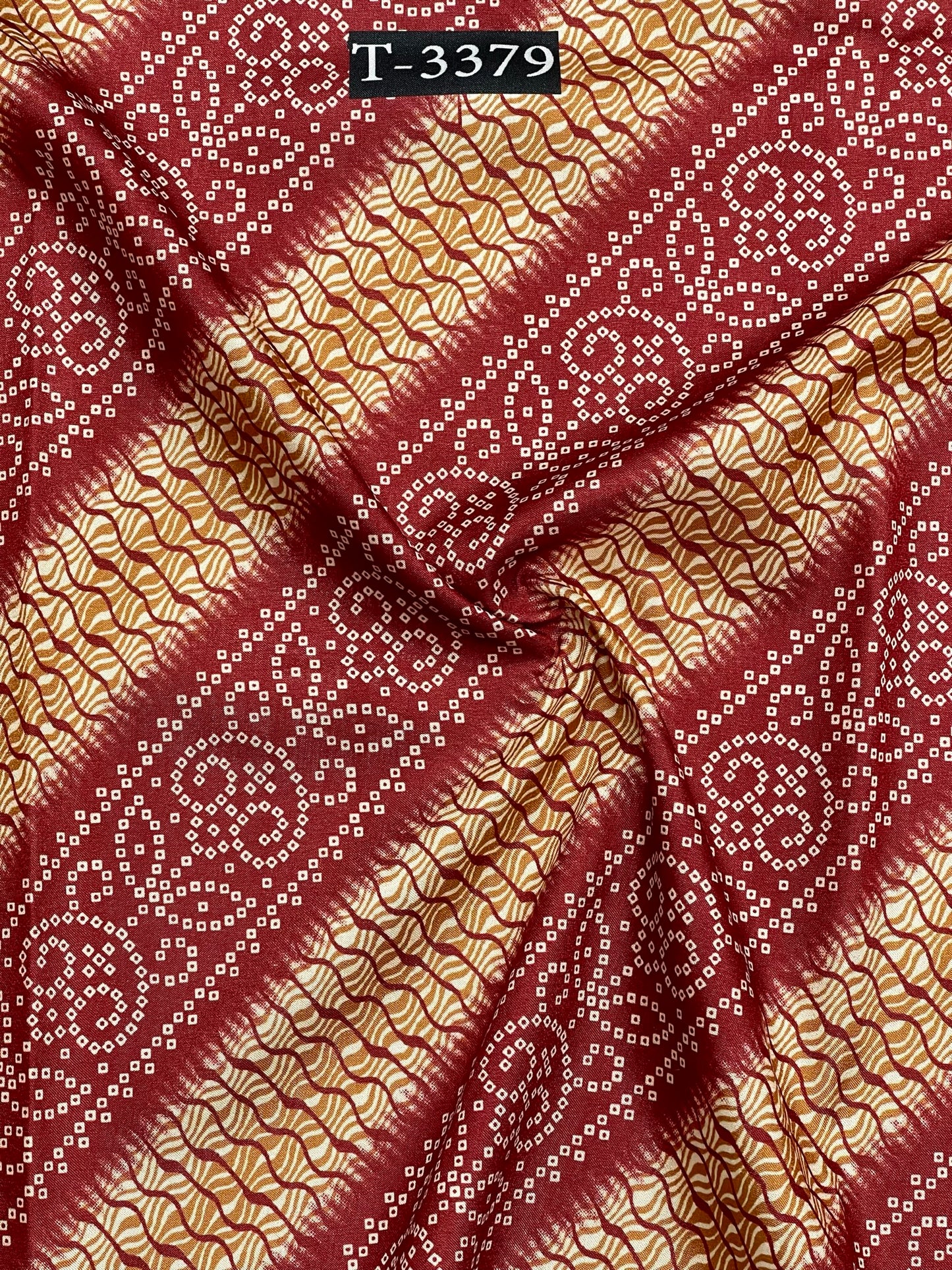 Bandhani Print On Tussar Silk