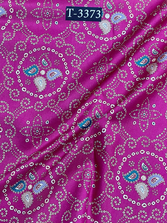 Bandhani Print On Tussar Silk