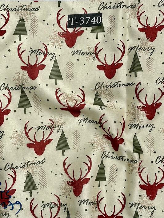 Christmas Print On Satin