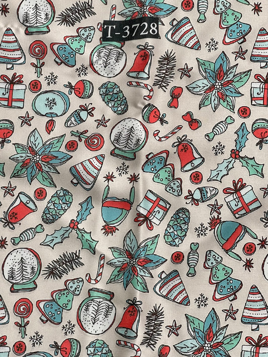 Christmas Print On Satin