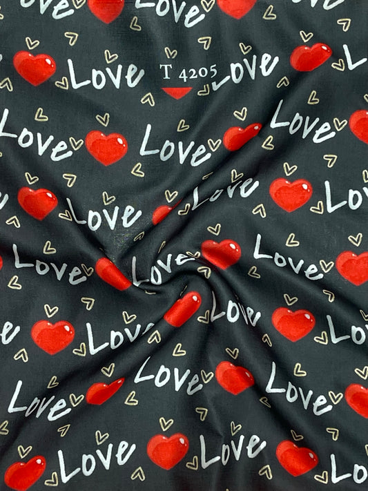 HEART PRINT ON MODAL SATIN