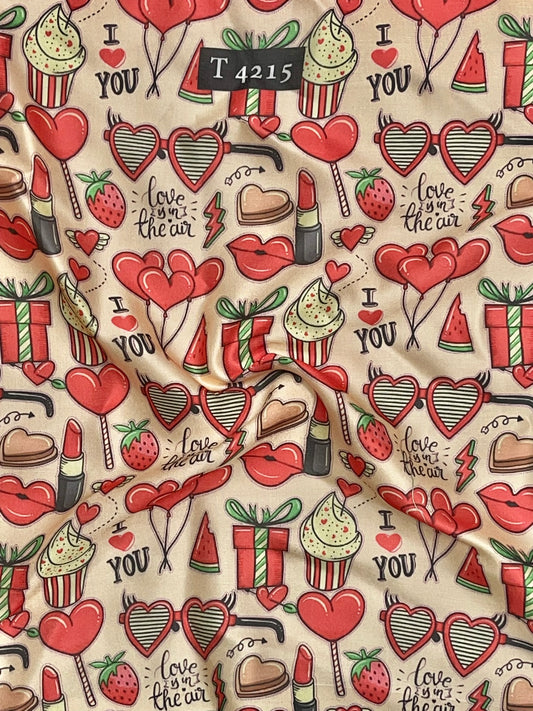HEART PRINT ON MODAL SATIN