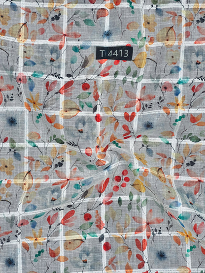 Wholesale Linen Checks Floral Print | The Wardrobe Fabrics