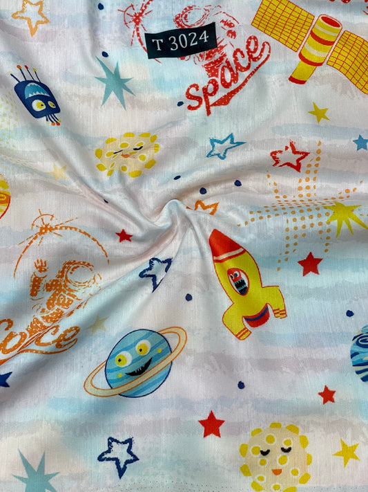 Kids Cartoon Print on Muslin