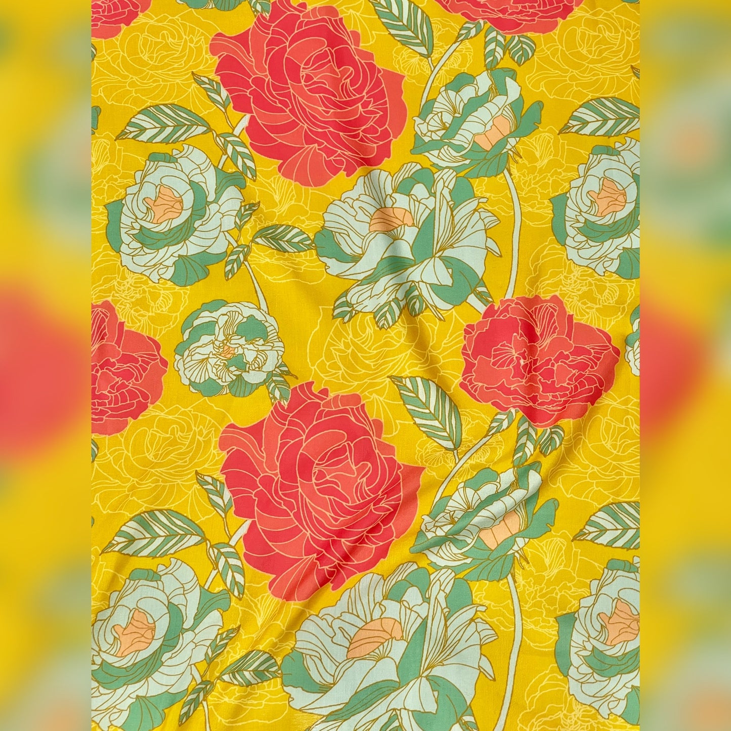 BEAUTIFUL ROSE PRINT ON MUSLIN