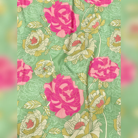 BEAUTIFUL ROSE PRINT ON MUSLIN