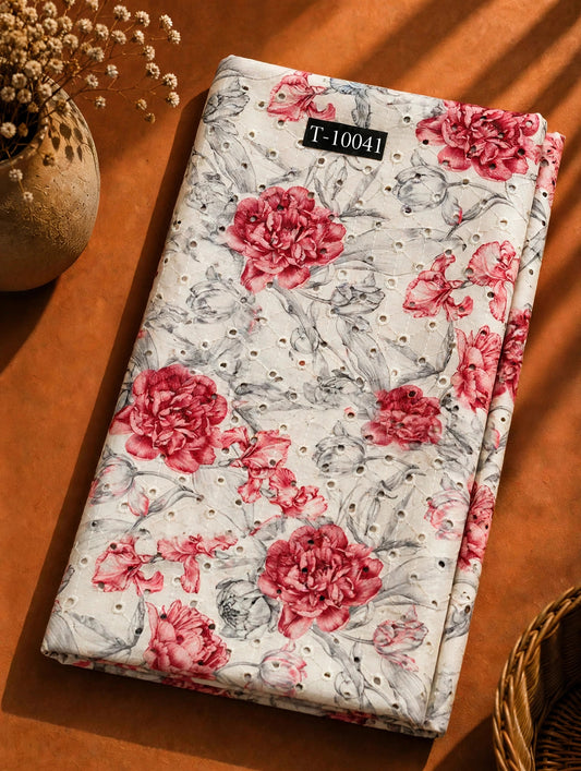 Wholesale T-10041 Summer Floral Print On Cotton Hakoba - COTTON HAKOBA | The Wardrobe Fabrics