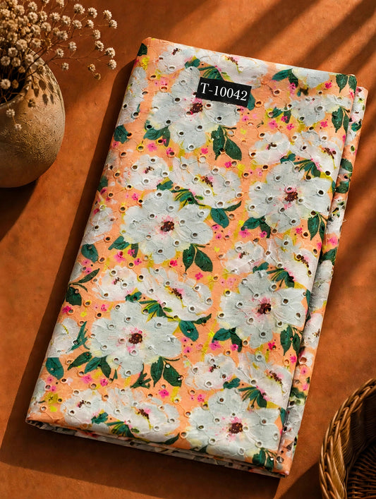 Wholesale T-10042 Summer Floral Print On Cotton Hakoba - COTTON HAKOBA | The Wardrobe Fabrics