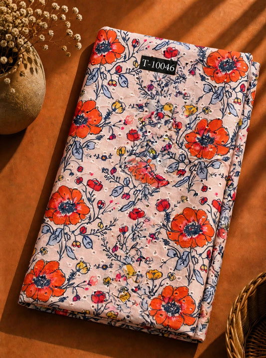 Wholesale T-10046 Summer Floral Print On Cotton Hakoba - COTTON HAKOBA | The Wardrobe Fabrics