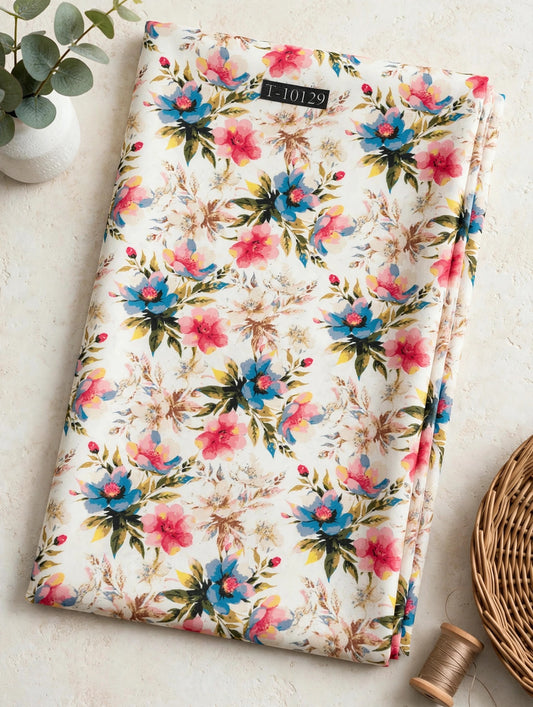 Wholesale T-10129 Multicolor Floral Print On Georgette Fabric - GEORGETTE | The Wardrobe Fabrics