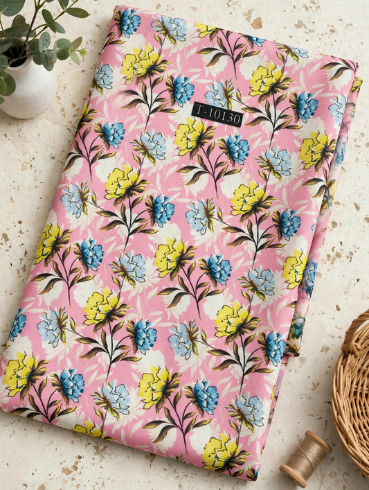 Wholesale T-10130 Pink Floral Print On Georgette Fabric - GEORGETTE | The Wardrobe Fabrics