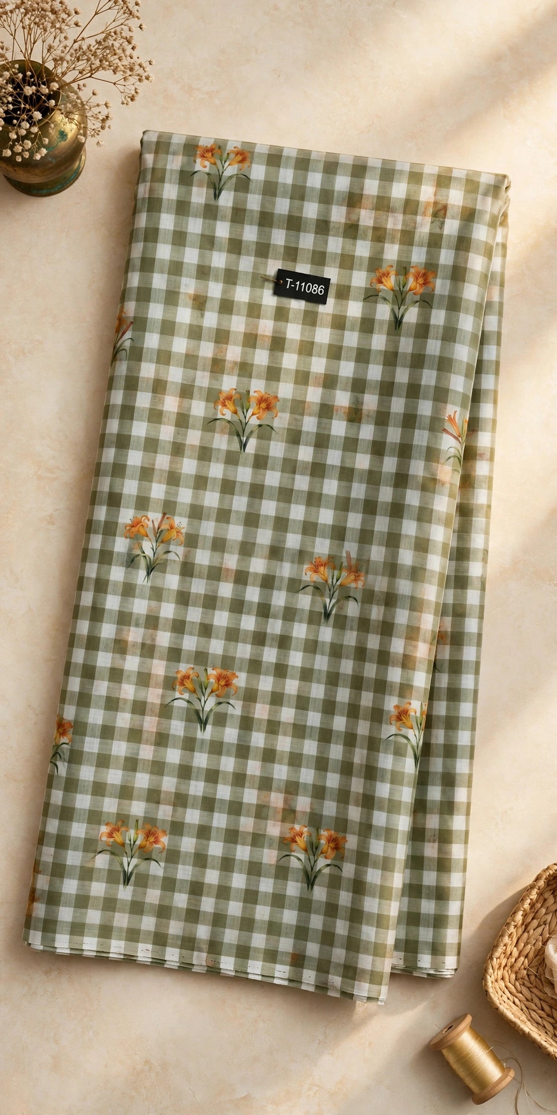 Wholesale T-11086 Lily Gingham Prints - CHANDERI | The Wardrobe Fabrics