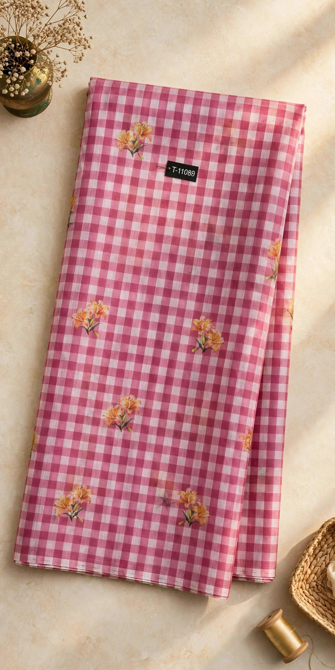 Wholesale T-11089 Lily Gingham Prints - CHANDERI | The Wardrobe Fabrics