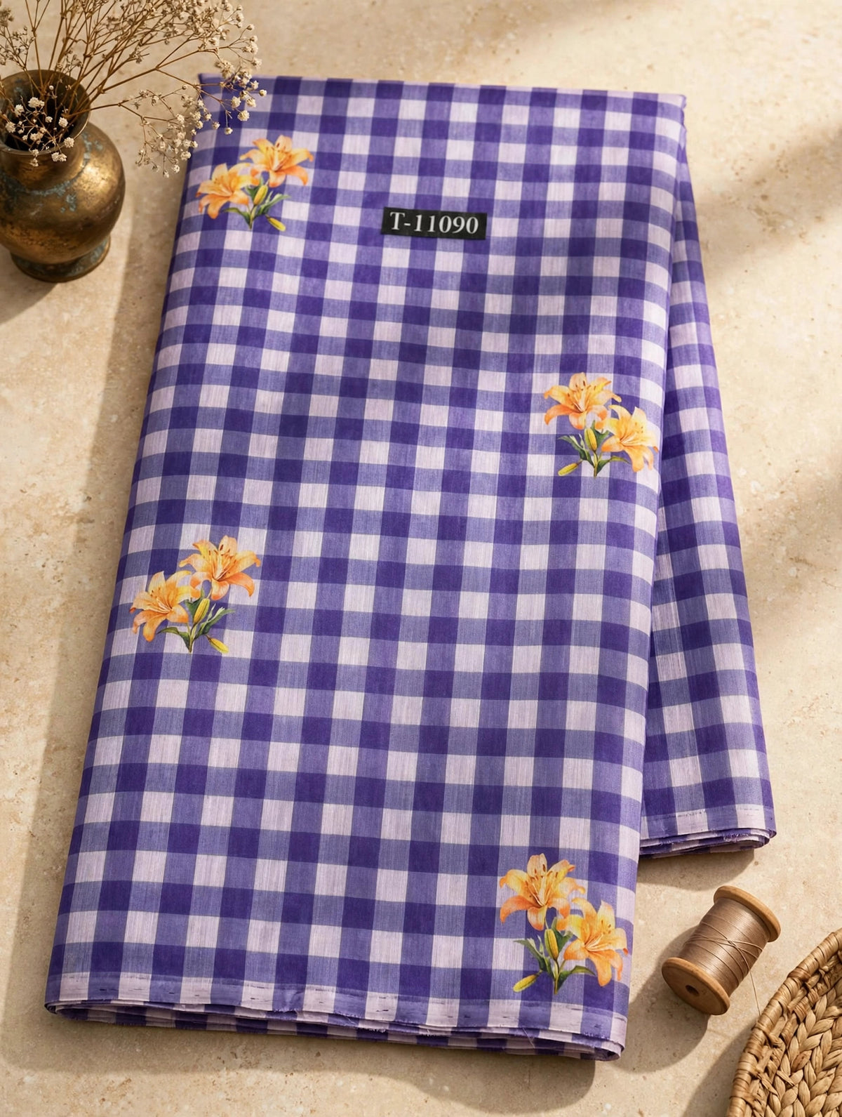 Wholesale T-11090 Lily Gingham Prints - CHANDERI | The Wardrobe Fabrics