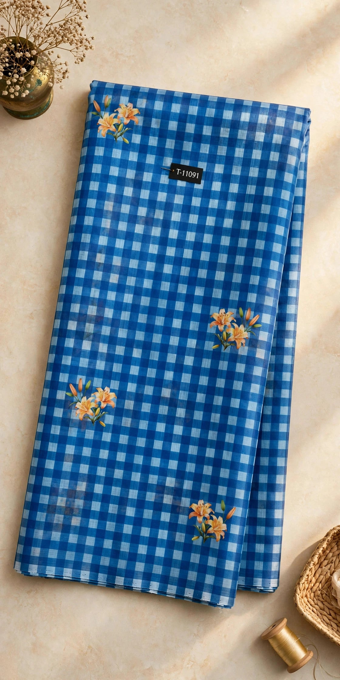 Wholesale T-11091 Lily Gingham Prints - CHANDERI | The Wardrobe Fabrics