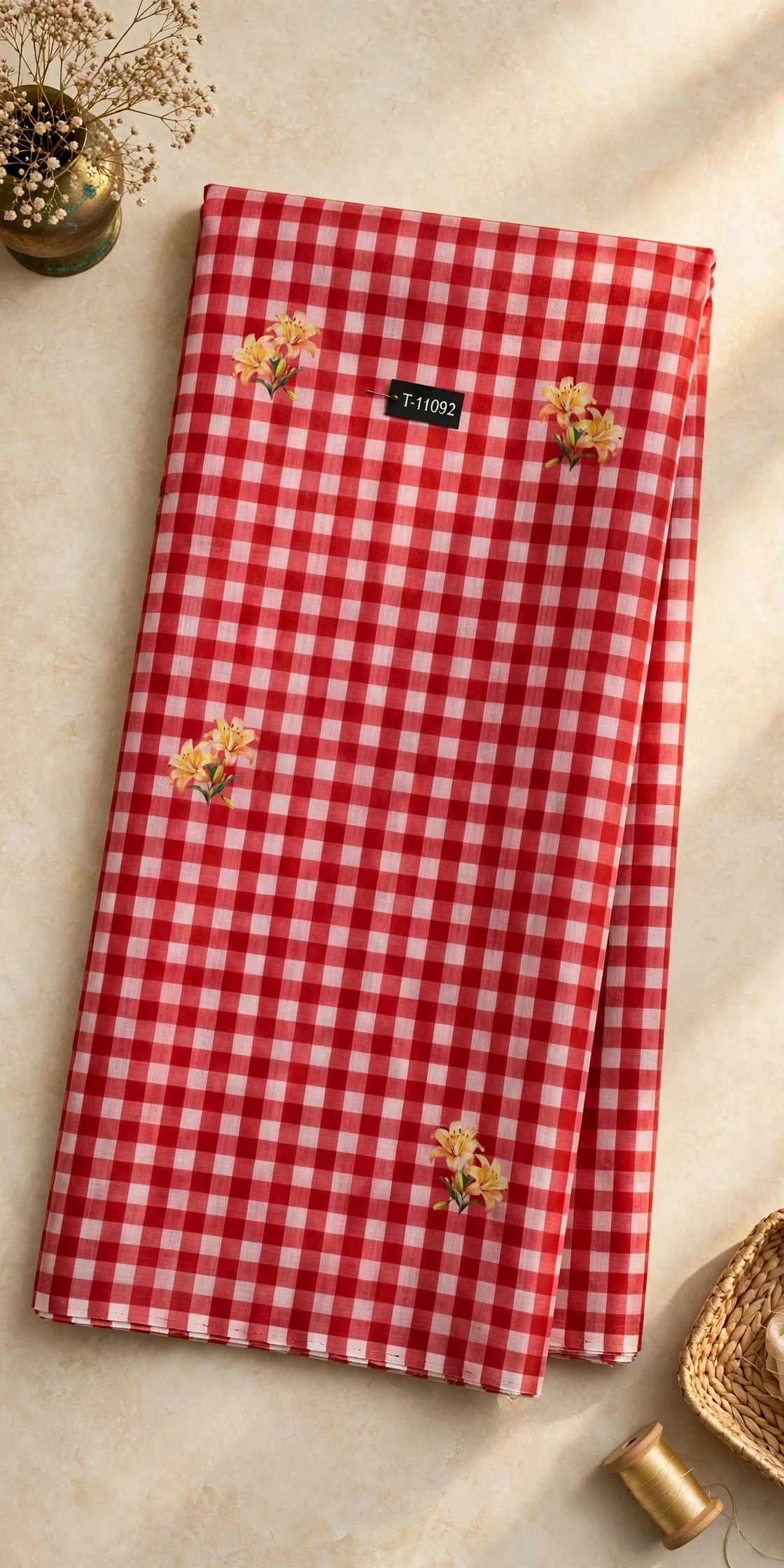 Wholesale T-11092 Lily Gingham Prints - CHANDERI | The Wardrobe Fabrics