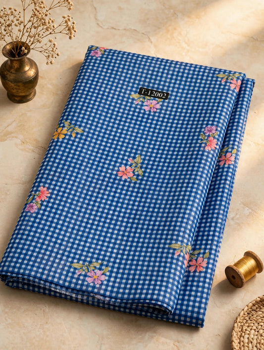 Wholesale T-12002 Blossom Gingham Prints - CHANDERI | The Wardrobe Fabrics