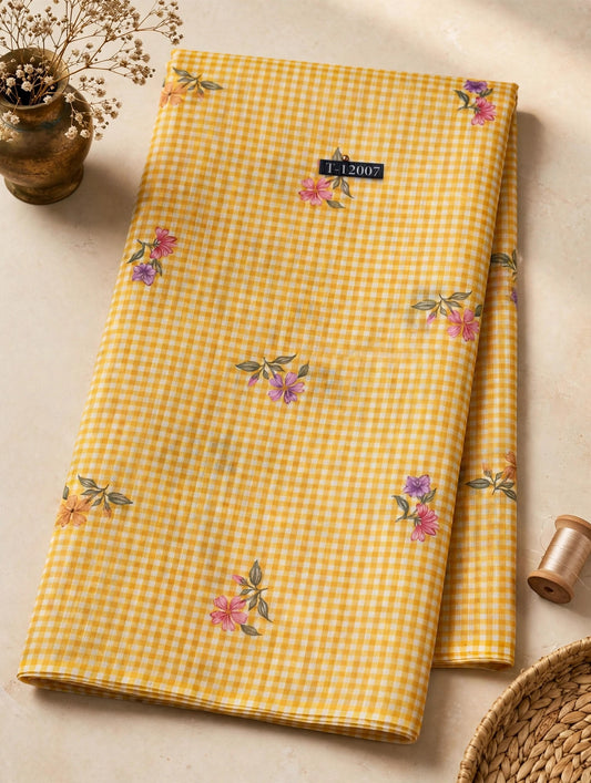 Wholesale T-12007 Blossom Gingham Prints - CHANDERI | The Wardrobe Fabrics