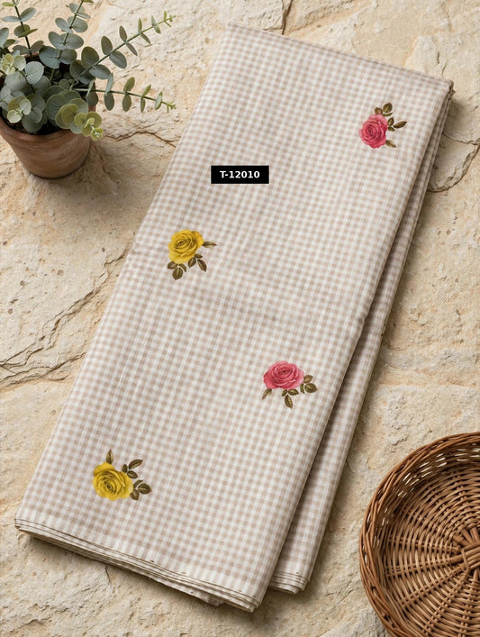 Wholesale T-12010 Rose Gingham Print - CHANDERI | The Wardrobe Fabrics