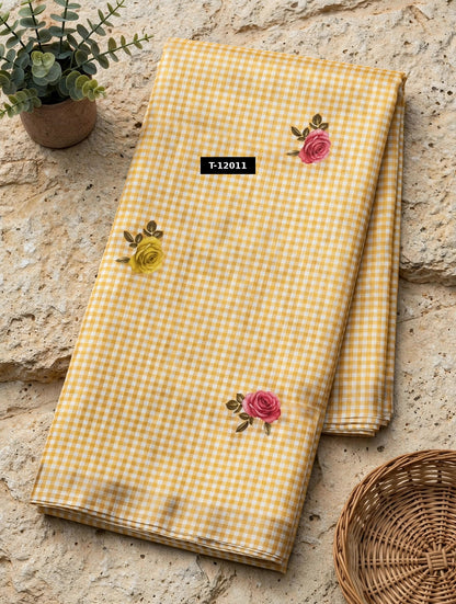 Wholesale T-12011 Rose Gingham Print - CHANDERI | The Wardrobe Fabrics