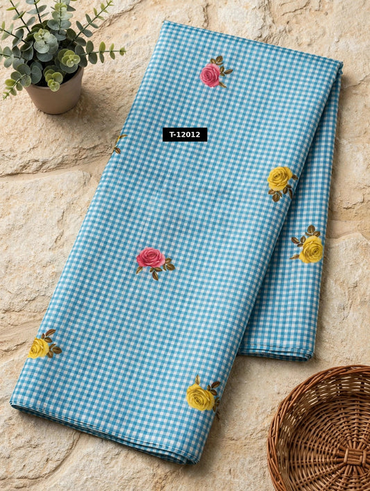 Wholesale T-12012 Rose Gingham Print - CHANDERI | The Wardrobe Fabrics
