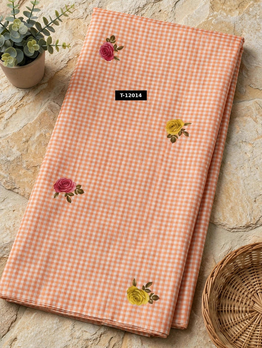 Wholesale T-12014 Rose Gingham Print - CHANDERI | The Wardrobe Fabrics