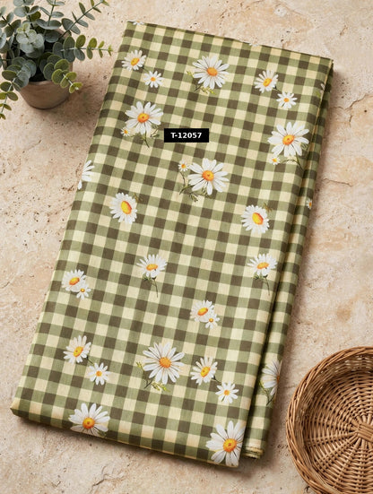 Wholesale T-12057 Daisy Gingham Print - CHANDERI | The Wardrobe Fabrics