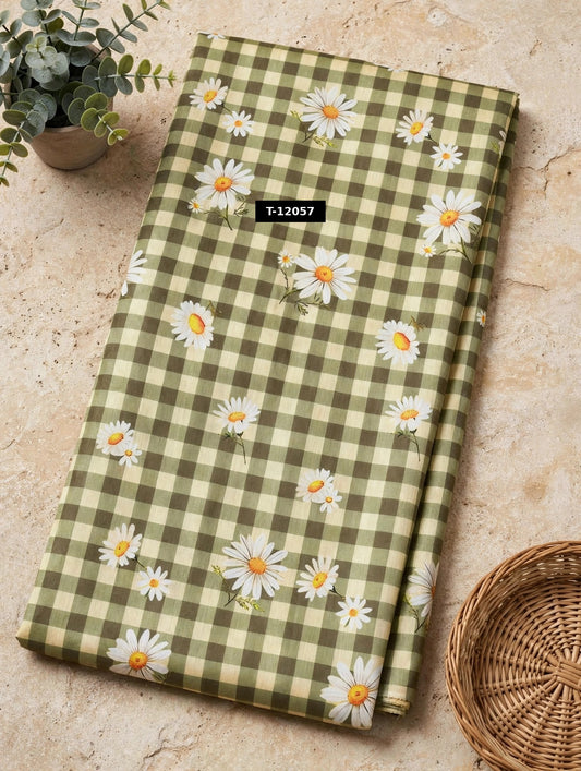 Wholesale T-12057 Daisy Gingham Print - CHANDERI | The Wardrobe Fabrics