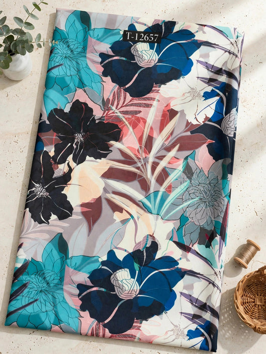 Wholesale T-12657 Abstract Floral On Georgette Fabric - GEORGETTE | The Wardrobe Fabrics