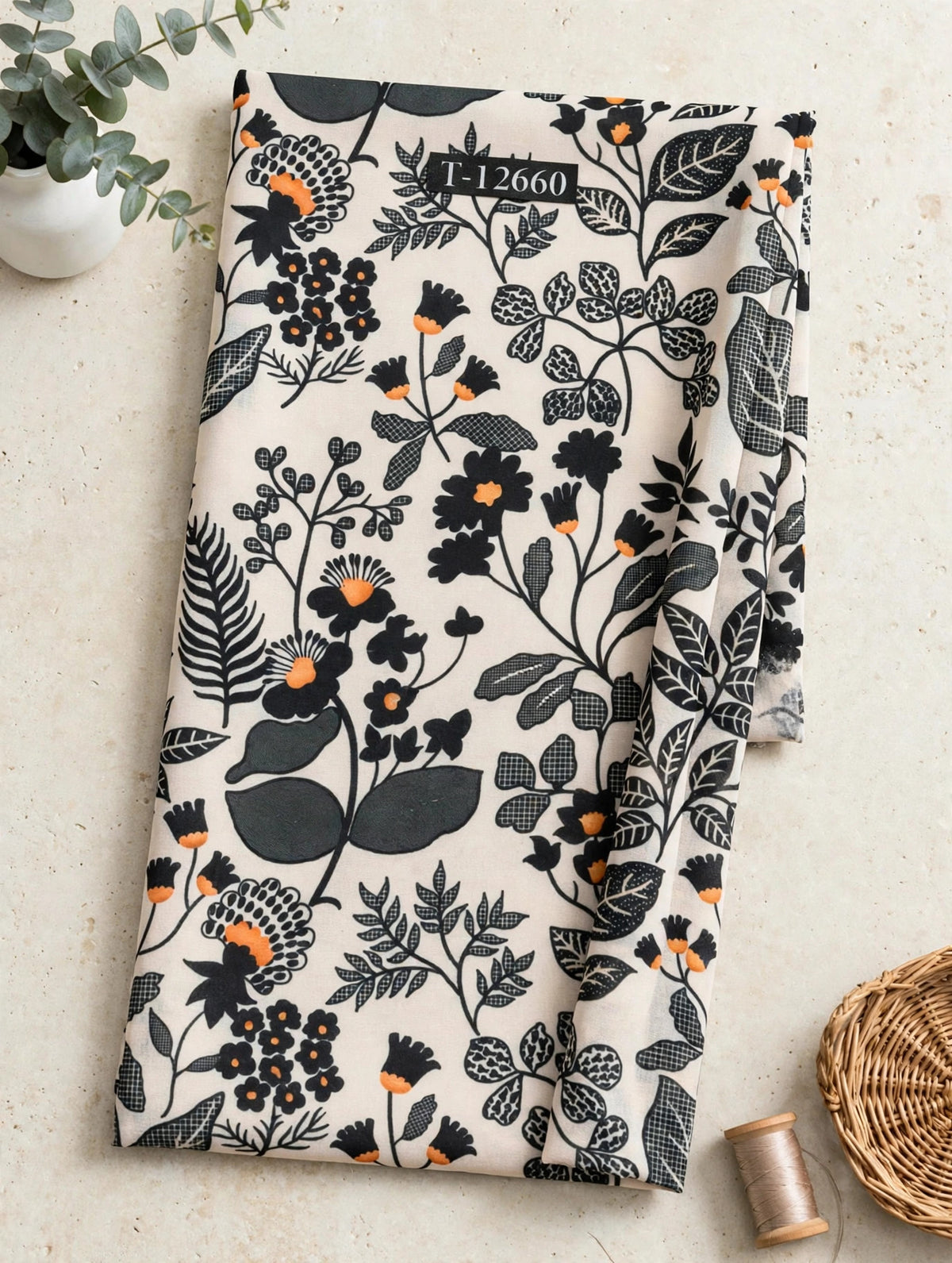 Wholesale T-12660 Botanical Etching On Georgette Fabric - GEORGETTE | The Wardrobe Fabrics