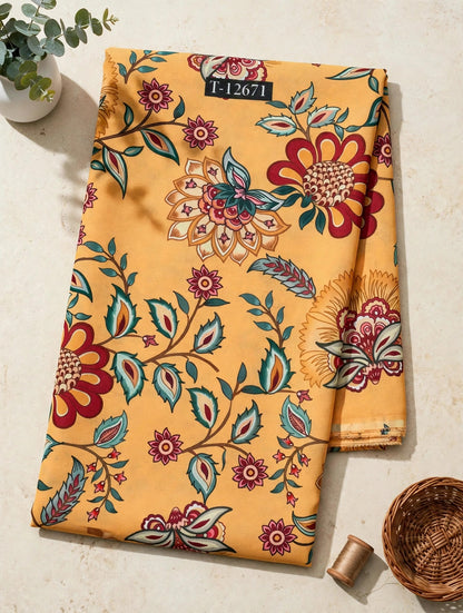 Wholesale T-12671 Jacobean Floral On Georgette Fabric - GEORGETTE | The Wardrobe Fabrics