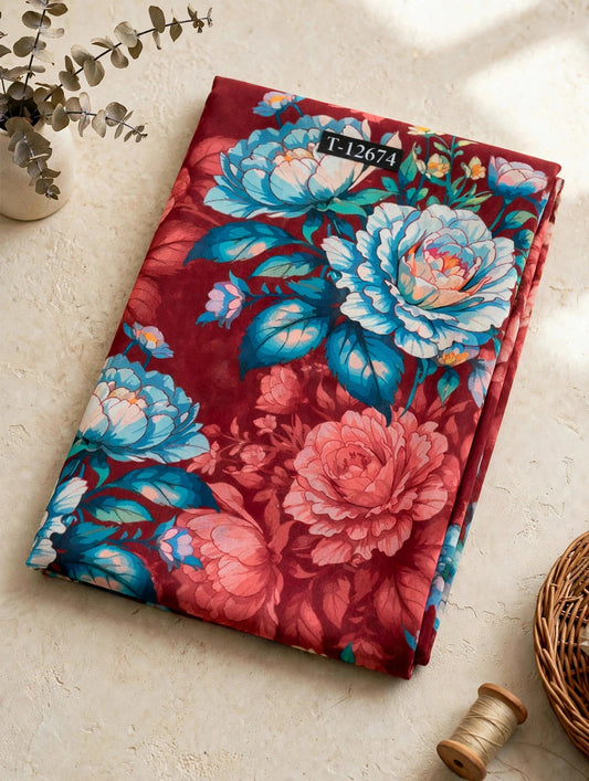 Wholesale T-12674 Beautiful Trendy Flower Georgette Digital Prints - GEORGETTE | The Wardrobe Fabrics