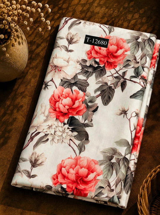 Wholesale T-12680 Beautiful Floral Prints On Muslin - MUSLIN | The Wardrobe Fabrics
