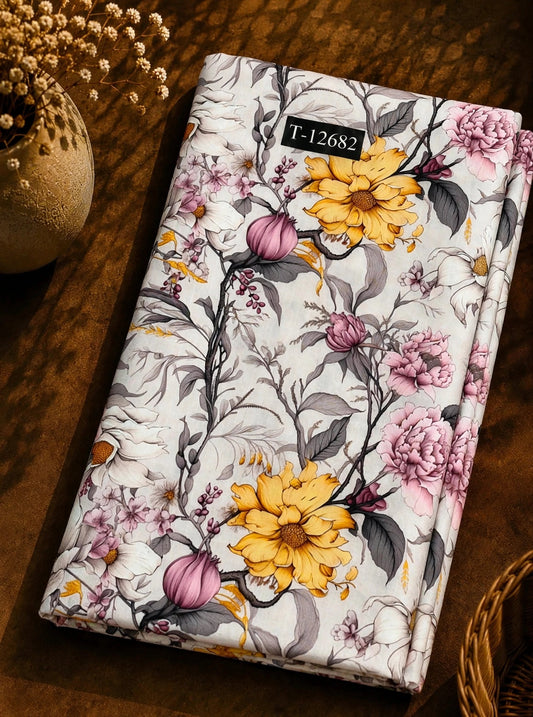 Wholesale T-12682 Premium Floral Prints On Muslin - MUSLIN | The Wardrobe Fabrics
