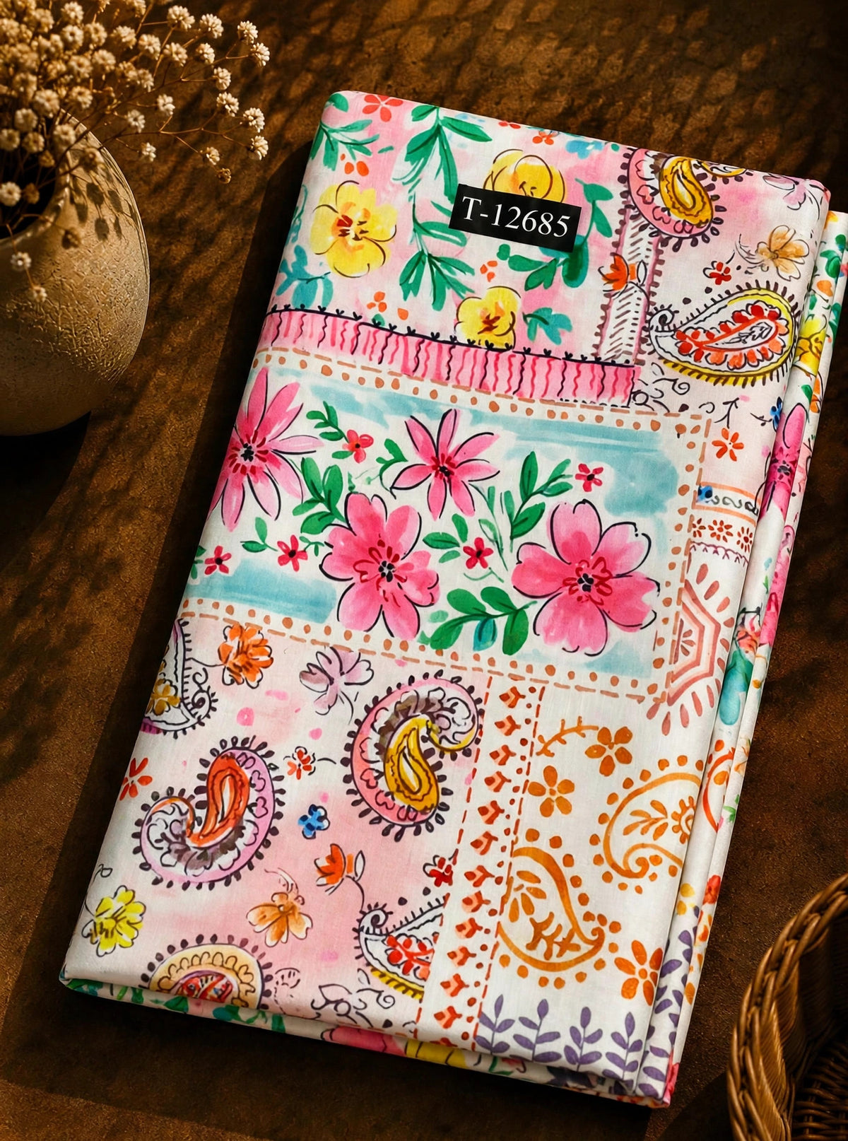 Wholesale T-12685 Premium Floral Prints On Muslin - MUSLIN | The Wardrobe Fabrics