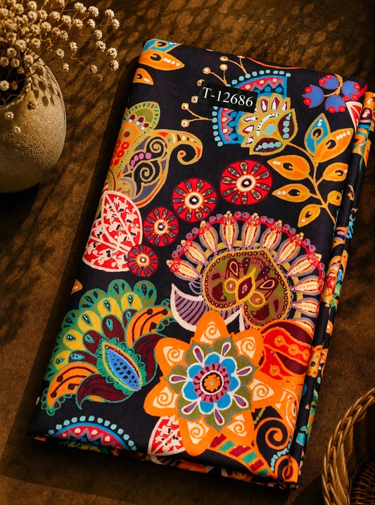 Wholesale T-12686 Premium Floral Prints On Muslin - MUSLIN | The Wardrobe Fabrics