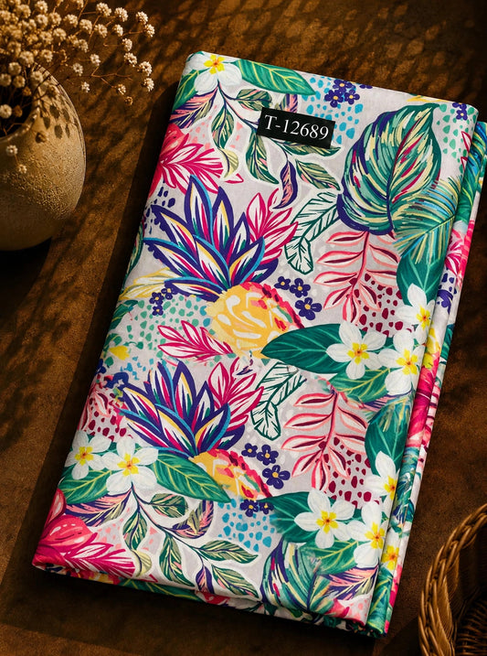 Wholesale T-12689 Premium Floral Prints On Muslin - MUSLIN | The Wardrobe Fabrics