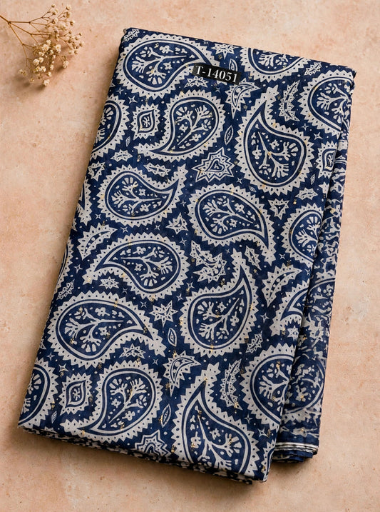 Wholesale T-14051 Paisley Prints On Chanderi Butta Fabric - CHANDERI BUTTA | The Wardrobe Fabrics