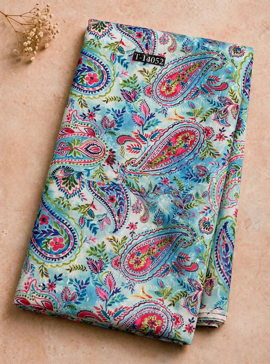 Wholesale T-14052 Paisley Prints On Chanderi Butta Fabric - CHANDERI BUTTA | The Wardrobe Fabrics