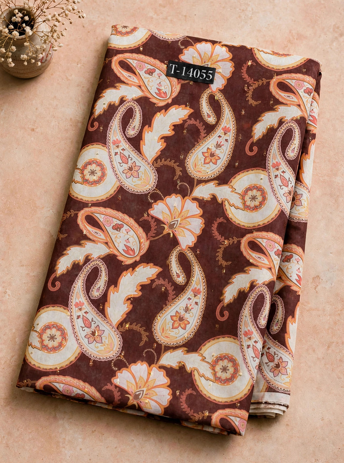 Wholesale T-14055 Paisley Prints On Chanderi Butta Fabric - CHANDERI BUTTA | The Wardrobe Fabrics