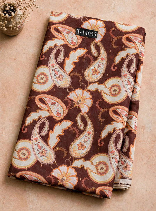 Wholesale T-14055 Paisley Prints On Chanderi Butta Fabric - CHANDERI BUTTA | The Wardrobe Fabrics