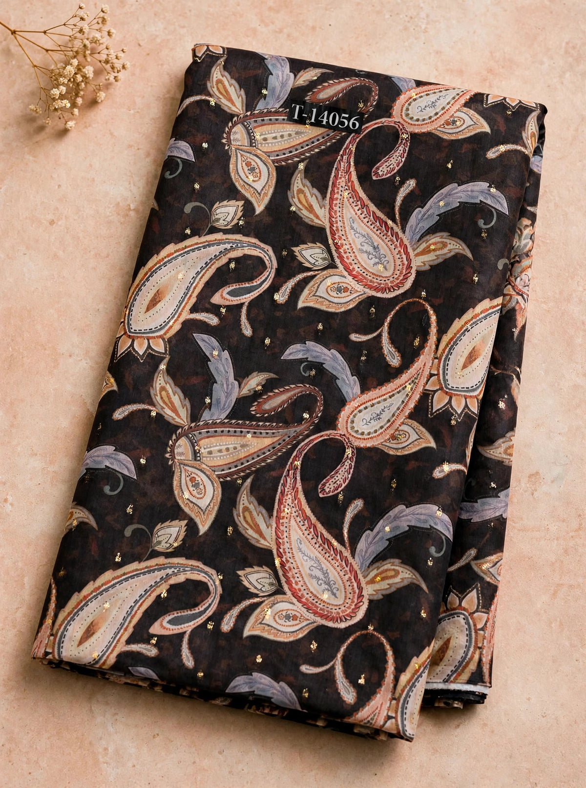Wholesale T-14056 Paisley Prints On Chanderi Butta Fabric - CHANDERI BUTTA | The Wardrobe Fabrics