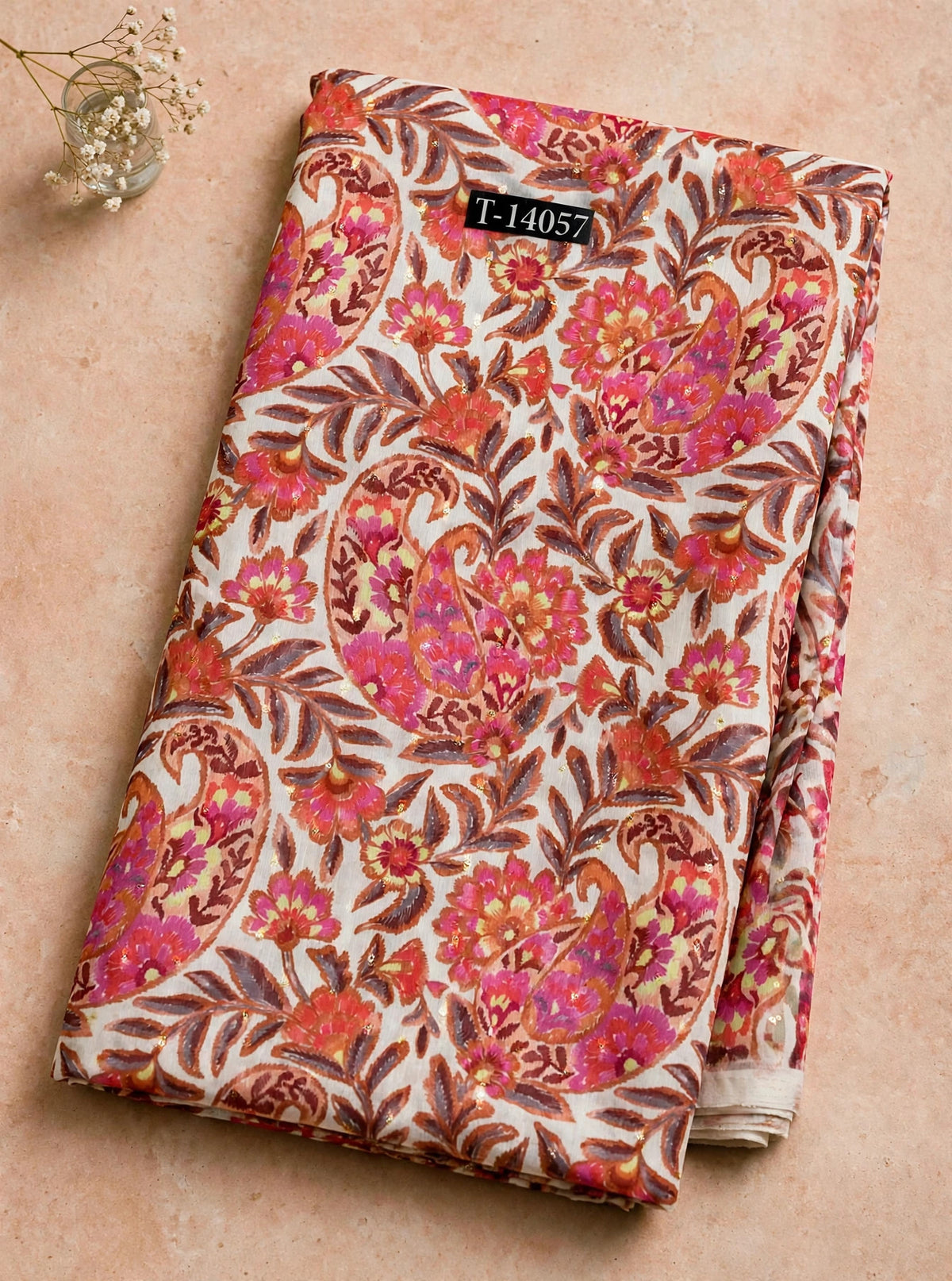 Wholesale T-14057 Paisley Prints On Chanderi Butta Fabric - CHANDERI BUTTA | The Wardrobe Fabrics